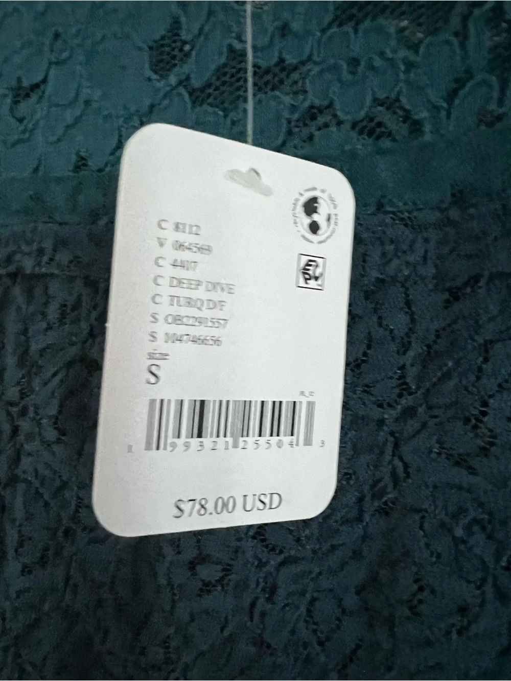 Free People Sheer Lace Flared Long Sleeve Top in Deep Dive Size Small NWT